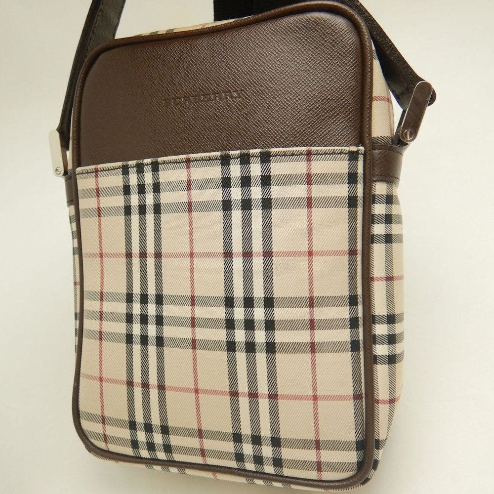 BURBERRY バーバリー ショルダーバッグ キャンバスxレザー ノバチェック ブラウン レディース /253899【中古】