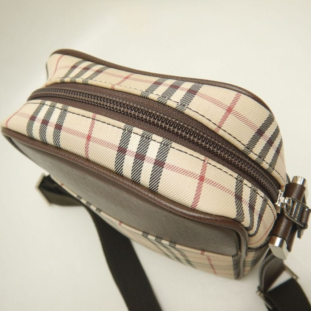 BURBERRY バーバリー ショルダーバッグ キャンバスxレザー ノバチェック ブラウン レディース /253899【中古】