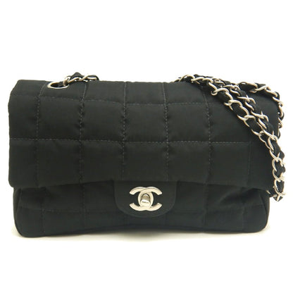 CHANEL シャネル チョコバー チェーンショルダー ショルダーバッグ ナイロンキャンバス ブラック レディース /253901【中古】