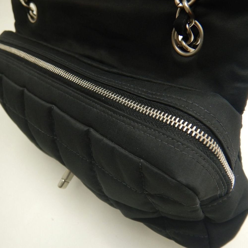 CHANEL シャネル チョコバー チェーンショルダー ショルダーバッグ ナイロンキャンバス ブラック レディース /253901【中古】