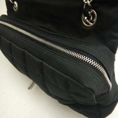 CHANEL シャネル チョコバー チェーンショルダー ショルダーバッグ ナイロンキャンバス ブラック レディース /253901【中古】
