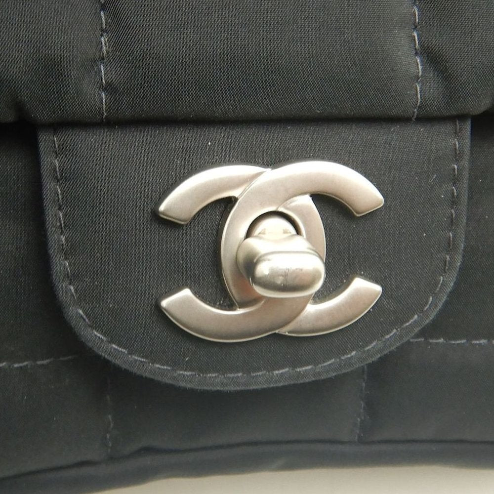 CHANEL シャネル チョコバー チェーンショルダー ショルダーバッグ ナイロンキャンバス ブラック レディース /253901【中古】