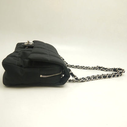 CHANEL シャネル チョコバー チェーンショルダー ショルダーバッグ ナイロンキャンバス ブラック レディース /253901【中古】