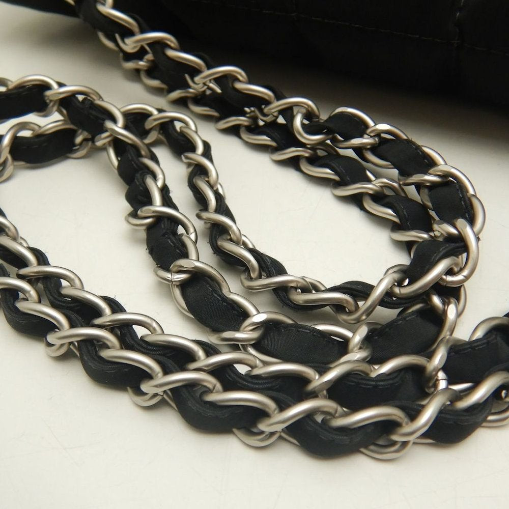 CHANEL シャネル チョコバー チェーンショルダー ショルダーバッグ ナイロンキャンバス ブラック レディース /253901【中古】