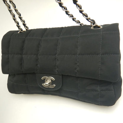 CHANEL シャネル チョコバー チェーンショルダー ショルダーバッグ ナイロンキャンバス ブラック レディース /253901【中古】