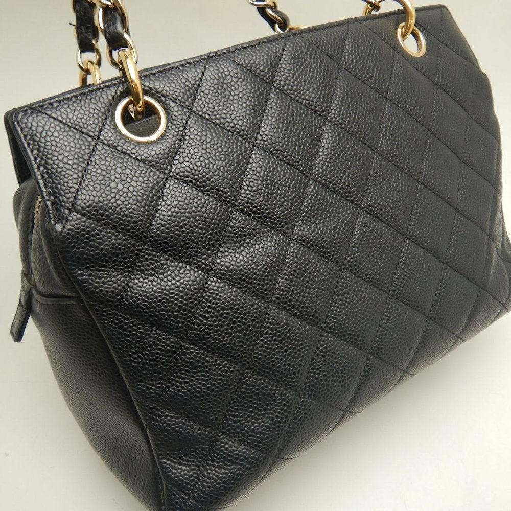 CHANEL シャネル プチタイムレストートバッグ PTT マトラッセ A18004 トートバッグ キャビアスキン ブラック レディース /253902【中古】