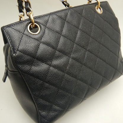 CHANEL シャネル プチタイムレストートバッグ PTT マトラッセ A18004 トートバッグ キャビアスキン ブラック レディース /253902【中古】