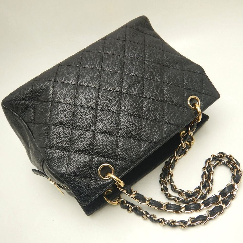 CHANEL シャネル プチタイムレストートバッグ PTT マトラッセ A18004 トートバッグ キャビアスキン ブラック レディース /253902【中古】