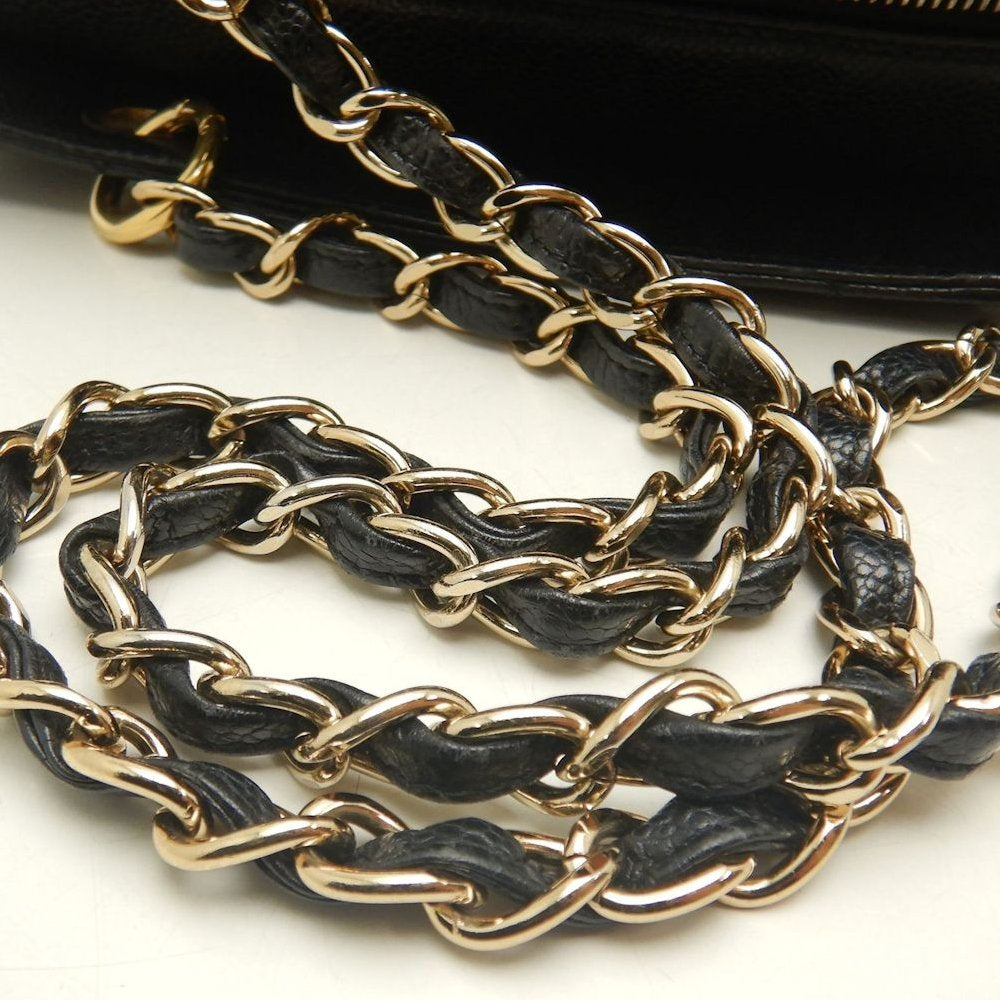 CHANEL シャネル プチタイムレストートバッグ PTT マトラッセ A18004 トートバッグ キャビアスキン ブラック レディース /253902【中古】