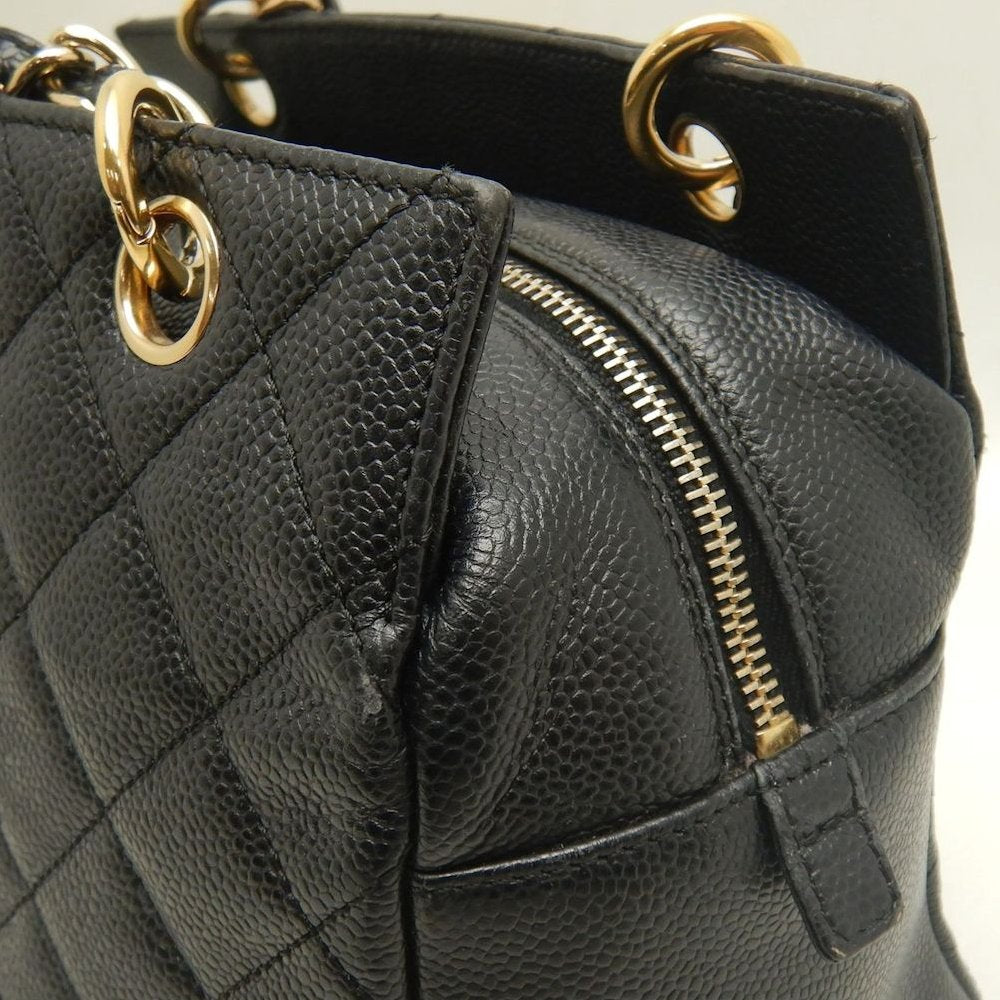 CHANEL シャネル プチタイムレストートバッグ PTT マトラッセ A18004 トートバッグ キャビアスキン ブラック レディース /253902【中古】