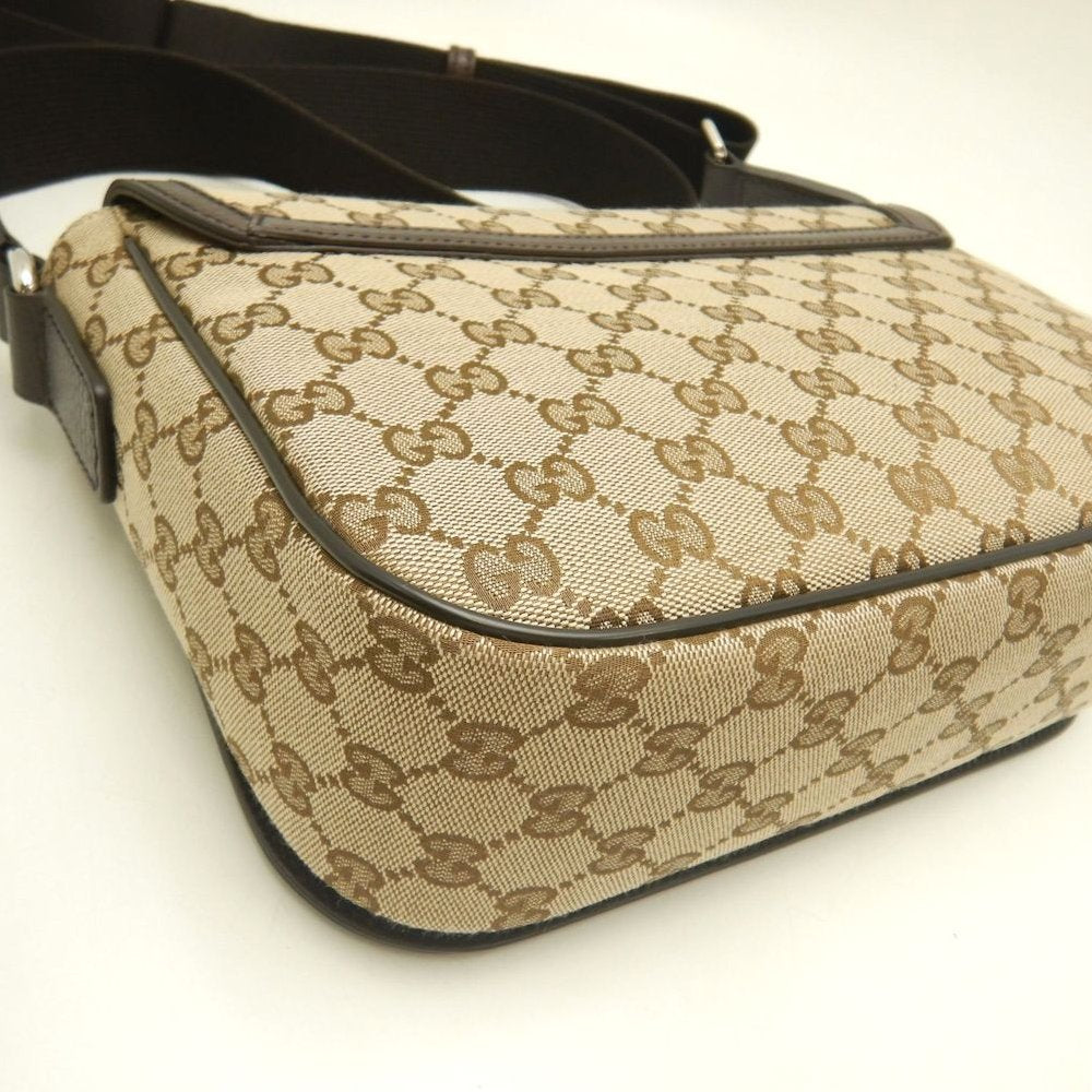 GUCCI グッチ メッセンジャーバッグ 449172 ショルダーバッグ GGキャンバスxレザー ベージュ ダークブラウン アウトレット レディース /253903【中古】