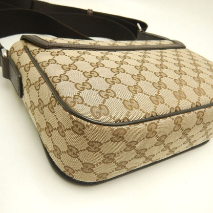 GUCCI グッチ メッセンジャーバッグ 449172 ショルダーバッグ GGキャンバスxレザー ベージュ ダークブラウン アウトレット レディース /253903【中古】