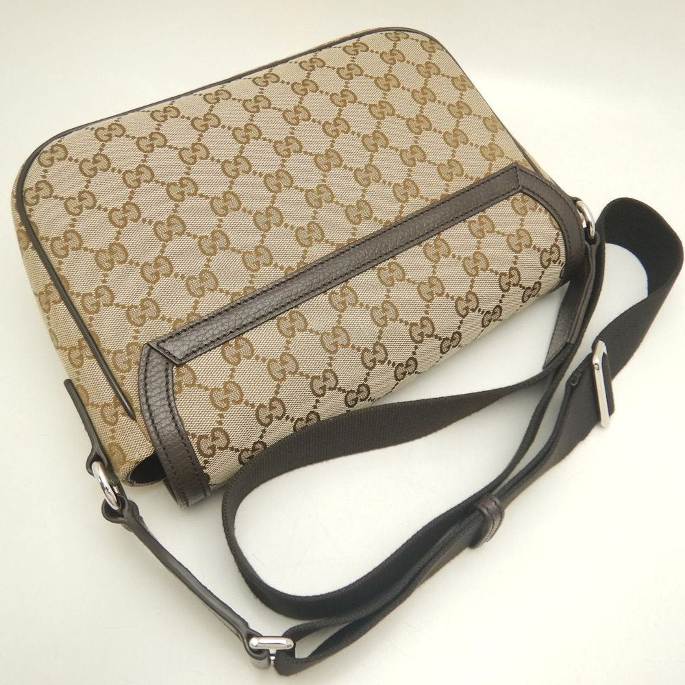 GUCCI グッチ メッセンジャーバッグ 449172 ショルダーバッグ GGキャンバスxレザー ベージュ ダークブラウン アウトレット レディース /253903【中古】