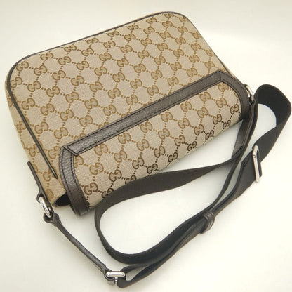 GUCCI グッチ メッセンジャーバッグ 449172 ショルダーバッグ GGキャンバスxレザー ベージュ ダークブラウン アウトレット レディース /253903【中古】