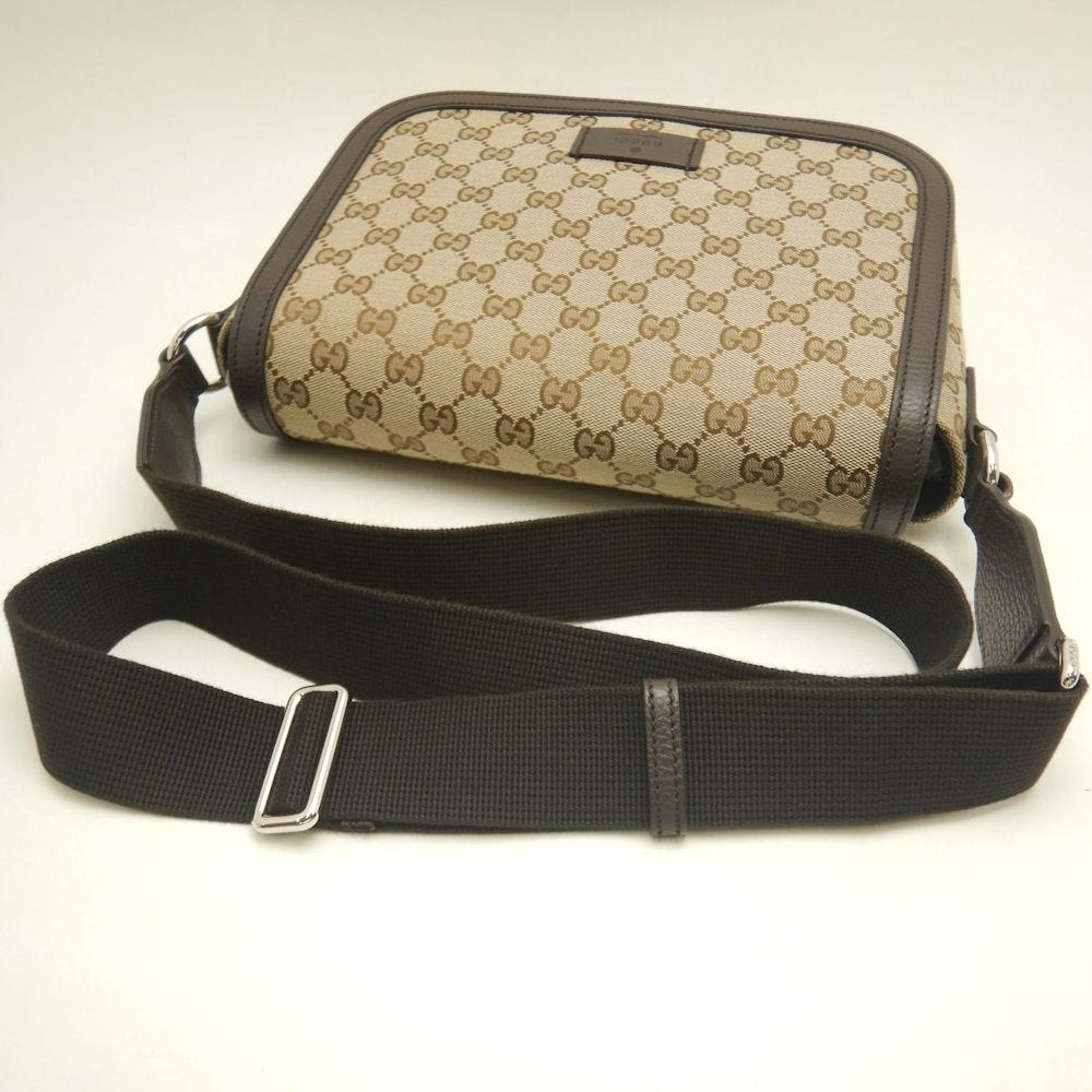 GUCCI グッチ メッセンジャーバッグ 449172 ショルダーバッグ GGキャンバスxレザー ベージュ ダークブラウン アウトレット レディース /253903【中古】