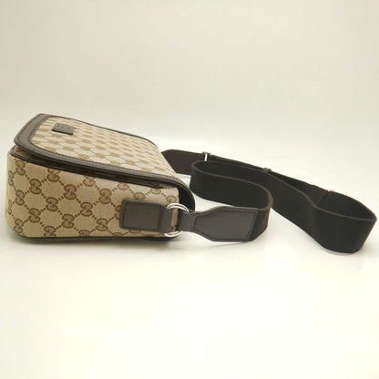 GUCCI グッチ メッセンジャーバッグ 449172 ショルダーバッグ GGキャンバスxレザー ベージュ ダークブラウン アウトレット レディース /253903【中古】