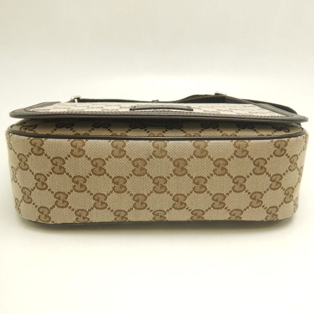 GUCCI グッチ メッセンジャーバッグ 449172 ショルダーバッグ GGキャンバスxレザー ベージュ ダークブラウン アウトレット レディース /253903【中古】