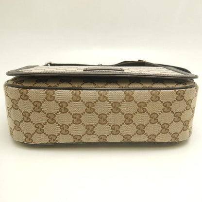 GUCCI グッチ メッセンジャーバッグ 449172 ショルダーバッグ GGキャンバスxレザー ベージュ ダークブラウン アウトレット レディース /253903【中古】
