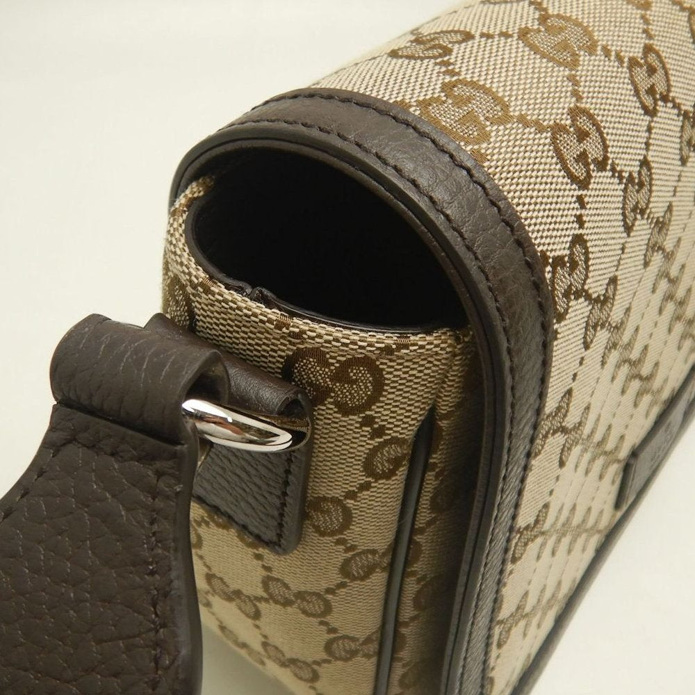 GUCCI グッチ メッセンジャーバッグ 449172 ショルダーバッグ GGキャンバスxレザー ベージュ ダークブラウン アウトレット レディース /253903【中古】