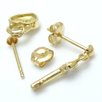 鍵モチーフ ピアス サファイヤ ハートロック＆キー K18YG イエローゴールド/28181【中古】【FJ】