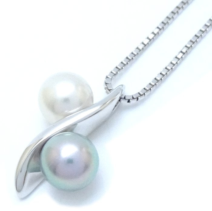 TASAKI 田崎真珠 ネックレス ブラックパール6.7ミリ パール6.7ミリ 真珠 K18WG ホワイトゴールド/292176【中古】【BJ】