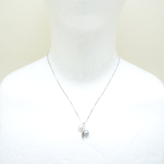 TASAKI 田崎真珠 ネックレス ブラックパール6.7ミリ パール6.7ミリ 真珠 K18WG ホワイトゴールド/292176【中古】【BJ】