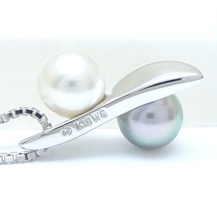 TASAKI 田崎真珠 ネックレス ブラックパール6.7ミリ パール6.7ミリ 真珠 K18WG ホワイトゴールド/292176【中古】【BJ】
