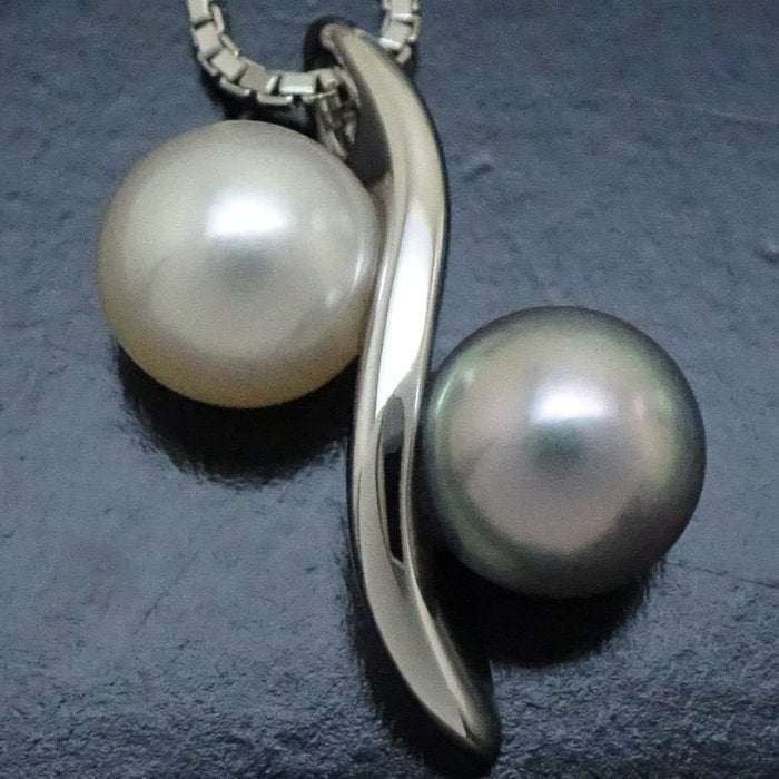 TASAKI 田崎真珠 ネックレス ブラックパール6.7ミリ パール6.7ミリ 真珠 K18WG ホワイトゴールド/292176【中古】【BJ】