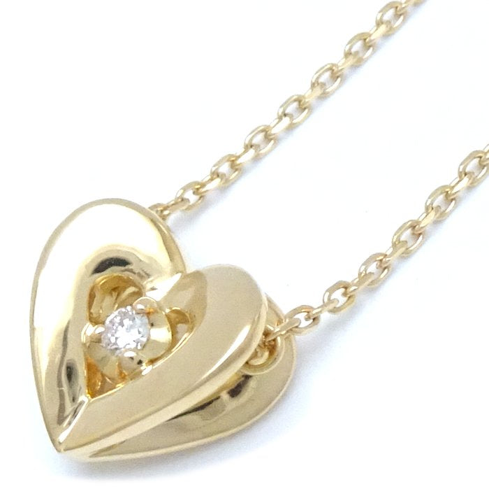 4℃ ヨンドシー ハート ネックレス 1Pダイヤモンド K18YG イエローゴールド/292218【中古】【BJ】