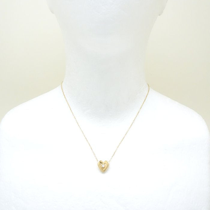 4℃ ヨンドシー ハート ネックレス 1Pダイヤモンド K18YG イエローゴールド/292218【中古】【BJ】