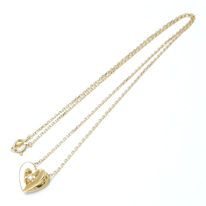 4℃ ヨンドシー ハート ネックレス 1Pダイヤモンド K18YG イエローゴールド/292218【中古】【BJ】
