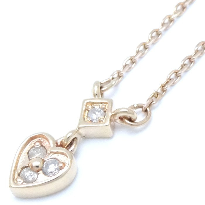 agete アガット ハート ネックレス ダイヤモンド0.08ct K10PG ピンクゴールド/292404【中古】【BJ】