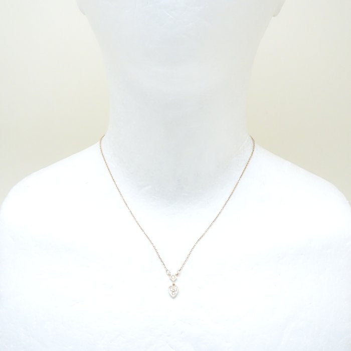 agete アガット ハート ネックレス ダイヤモンド0.08ct K10PG ピンクゴールド/292404【中古】【BJ】