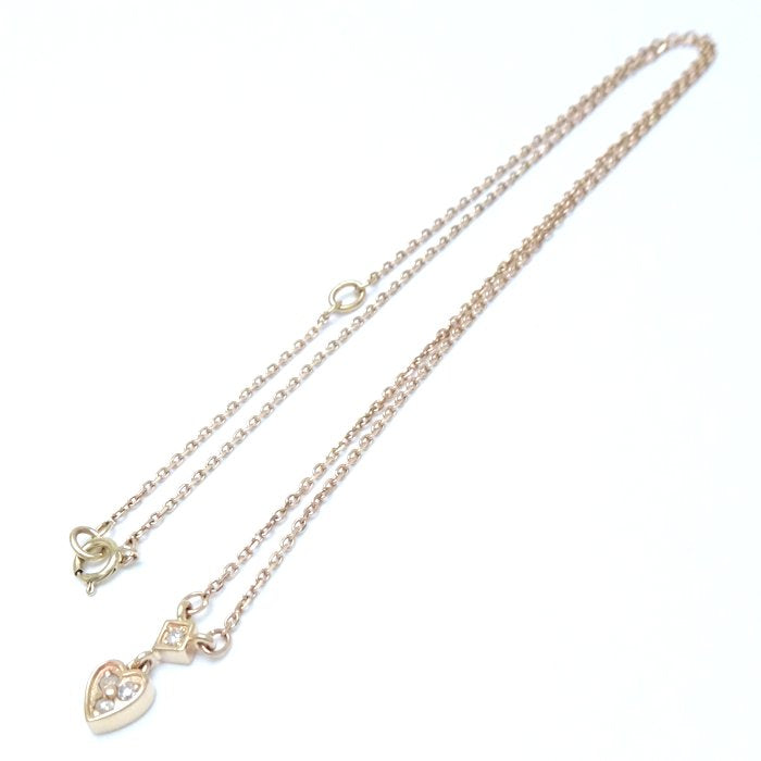 agete アガット ハート ネックレス ダイヤモンド0.08ct K10PG ピンクゴールド/292404【中古】【BJ】