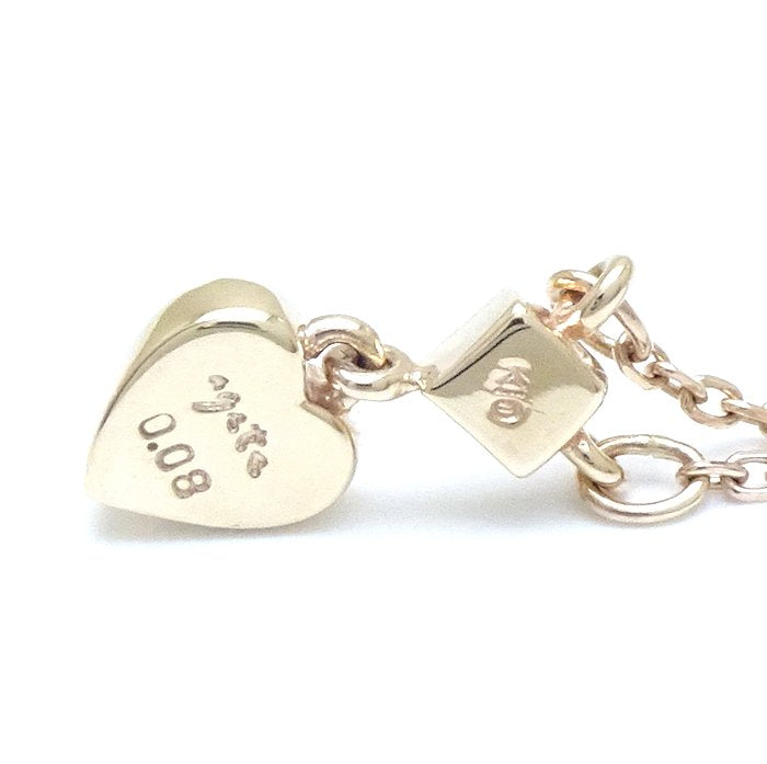 agete アガット ハート ネックレス ダイヤモンド0.08ct K10PG ピンクゴールド/292404【中古】【BJ】