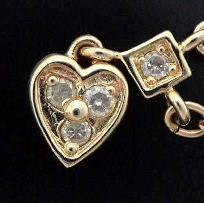 agete アガット ハート ネックレス ダイヤモンド0.08ct K10PG ピンクゴールド/292404【中古】【BJ】