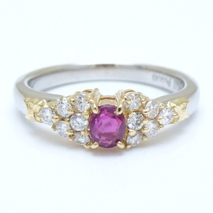 CELINE セリーヌ リング 指輪 ルビー0.34ct ダイヤモンド0.25ct 11.5号 Pt900プラチナxK18YG イエローゴールド /292606【中古】【BJ】