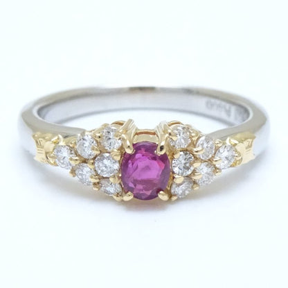 CELINE セリーヌ リング 指輪 ルビー0.34ct ダイヤモンド0.25ct 11.5号 Pt900プラチナxK18YG イエローゴールド /292606【中古】【BJ】