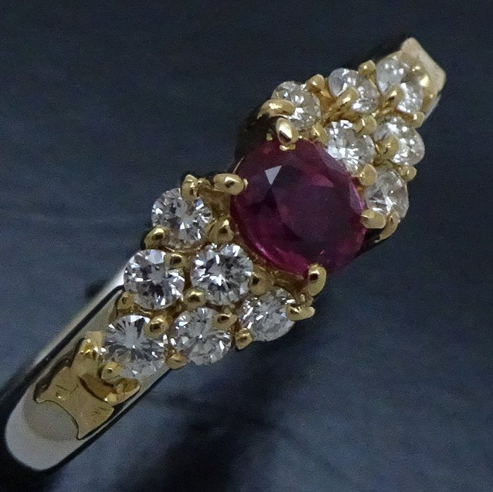 CELINE セリーヌ リング 指輪 ルビー0.34ct ダイヤモンド0.25ct 11.5号 Pt900プラチナxK18YG イエローゴールド /292606【中古】【BJ】