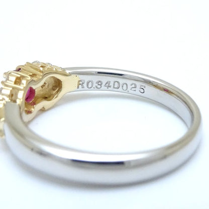 CELINE セリーヌ リング 指輪 ルビー0.34ct ダイヤモンド0.25ct 11.5号 Pt900プラチナxK18YG イエローゴールド /292606【中古】【BJ】