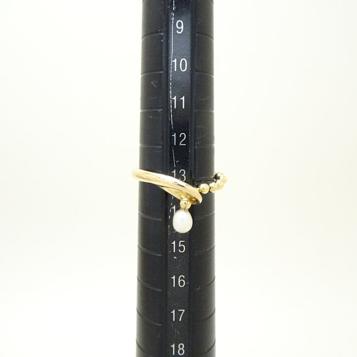 4℃ ヨンドシー パール リング 指輪 淡水真珠 13号 K18YG イエローゴールド/292609【中古】【BJ】