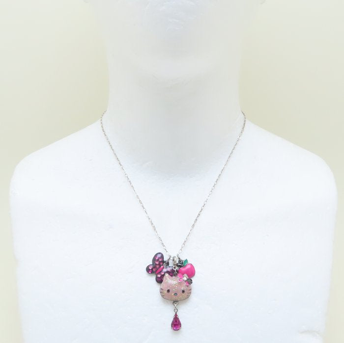 ANNA SUI アナスイ サンリオコラボ キティチャーム付き ネックレス ブレスレット セット バタフライ ラインストーン シルバーメッキ/293440【中古】【BJ】