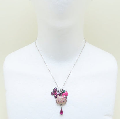 ANNA SUI アナスイ サンリオコラボ キティチャーム付き ネックレス ブレスレット セット バタフライ ラインストーン シルバーメッキ/293440【中古】【BJ】