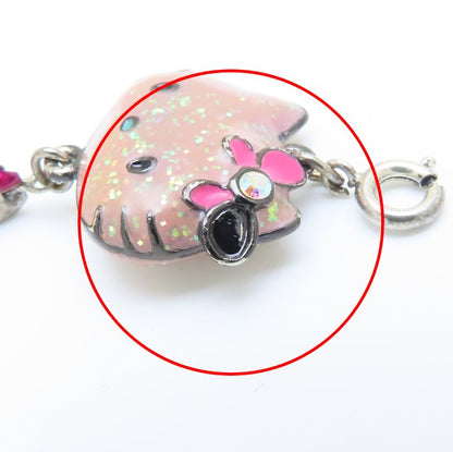 ANNA SUI アナスイ サンリオコラボ キティチャーム付き ネックレス ブレスレット セット バタフライ ラインストーン シルバーメッキ/293440【中古】【BJ】