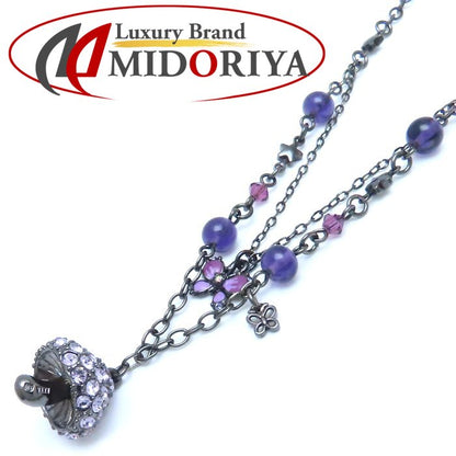 ANNA SUI アナスイ ベニテングダケ バタフライ ネックレス ラインストーン きのこモチーフ シルバーメッキ/293442【中古】【BJ】