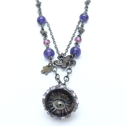 ANNA SUI アナスイ ベニテングダケ バタフライ ネックレス ラインストーン きのこモチーフ シルバーメッキ/293442【中古】【BJ】