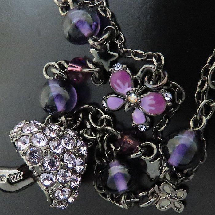ANNA SUI アナスイ ベニテングダケ バタフライ ネックレス ラインストーン きのこモチーフ シルバーメッキ/293442【中古】【BJ】