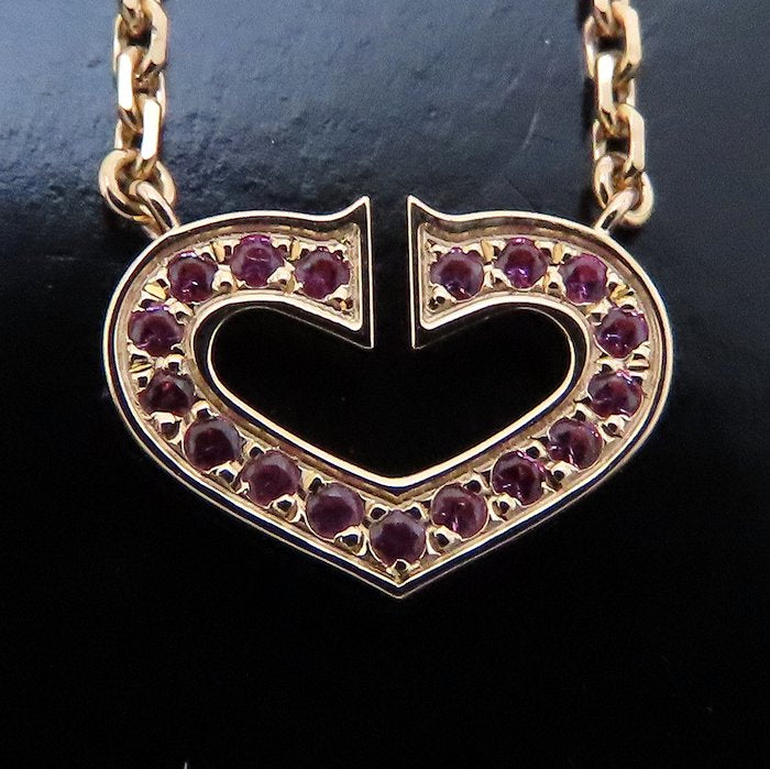 CARTIER カルティエ Cハート ネックレス ピンクサファイア K18PG ピンクゴールド/293487【中古】【BJ】