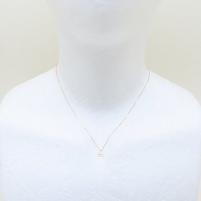 AHKAH アーカー イニシャル ネックレス A ダイヤモンド0.07ct アルファベット K18YG イエローゴールド/293497【中古】【BJ】