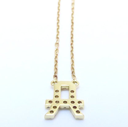 AHKAH アーカー イニシャル ネックレス A ダイヤモンド0.07ct アルファベット K18YG イエローゴールド/293497【中古】【BJ】